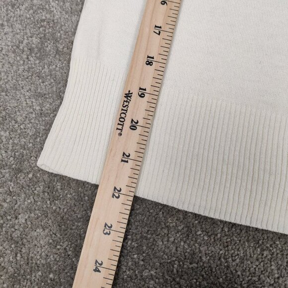 Dérique Women's Button Up Cardigan Blouse Size M Cream Ruffle Rayon Cotton Knit - Picture 7 of 7